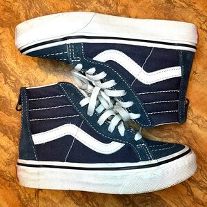 Vans Kids High-Top Sneakers - Dark Blue and White Size 10.5